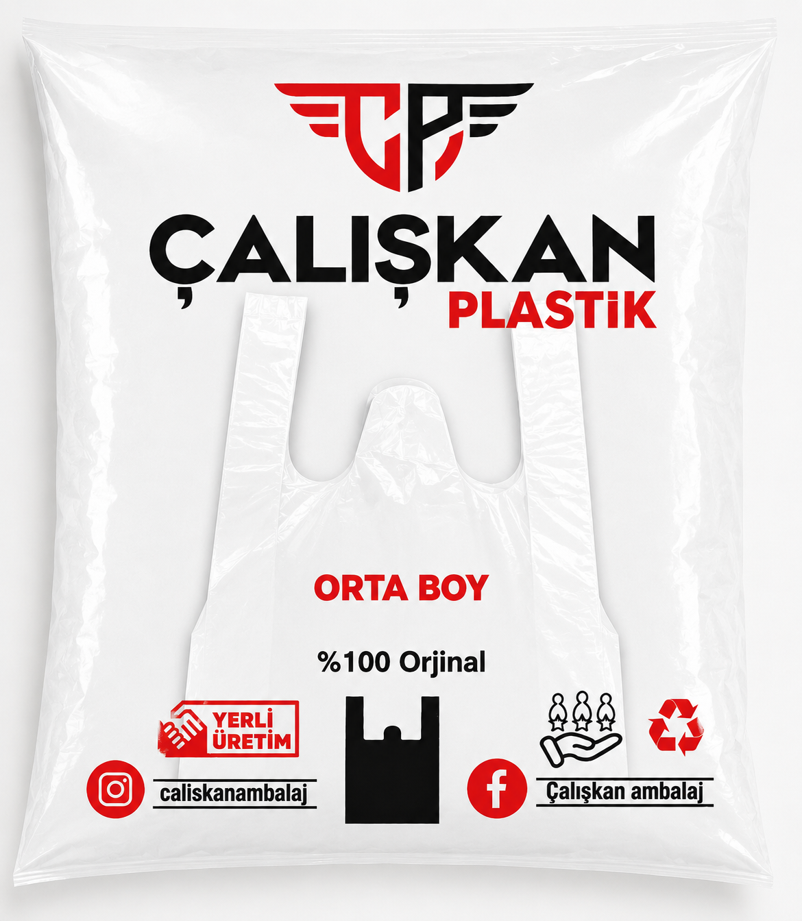 Çalışkan Plastik Beyaz Orta Boy Hışır Poşet 1 Kg